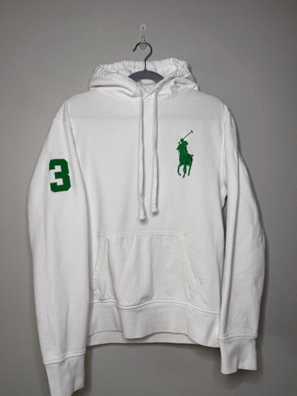 Ralph Lauren Big Pony Logo Embroidered Hoodie White Men's M